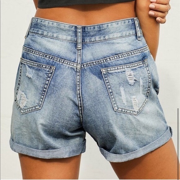 AVAILABLE  Distressed Denim Shorts - Picture 4 of 4